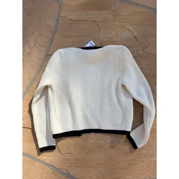 Zara Textured Knit Cropped Cardigan Jacket - Black & Ivory Contrast S NWT ES - Picture 3 of 3
